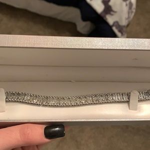 Sterling silver tennis bracelet with diamond chips